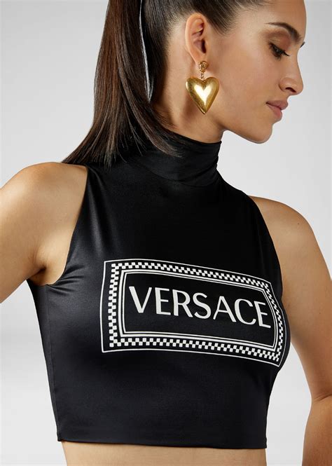 versace print crop top|Versace tops ladies.